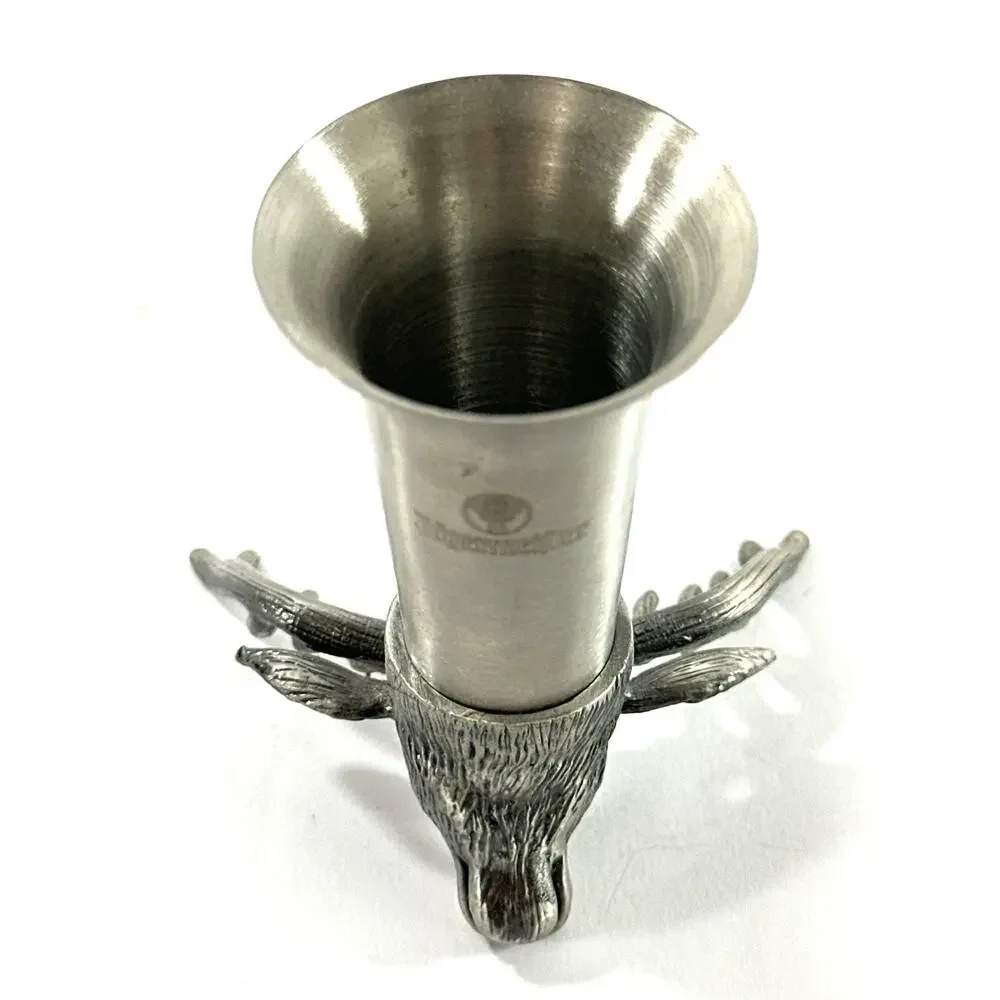 Jägermeister Deer Head Pewter Shot Glass 3.5” Hunting Stag Barware Germany
